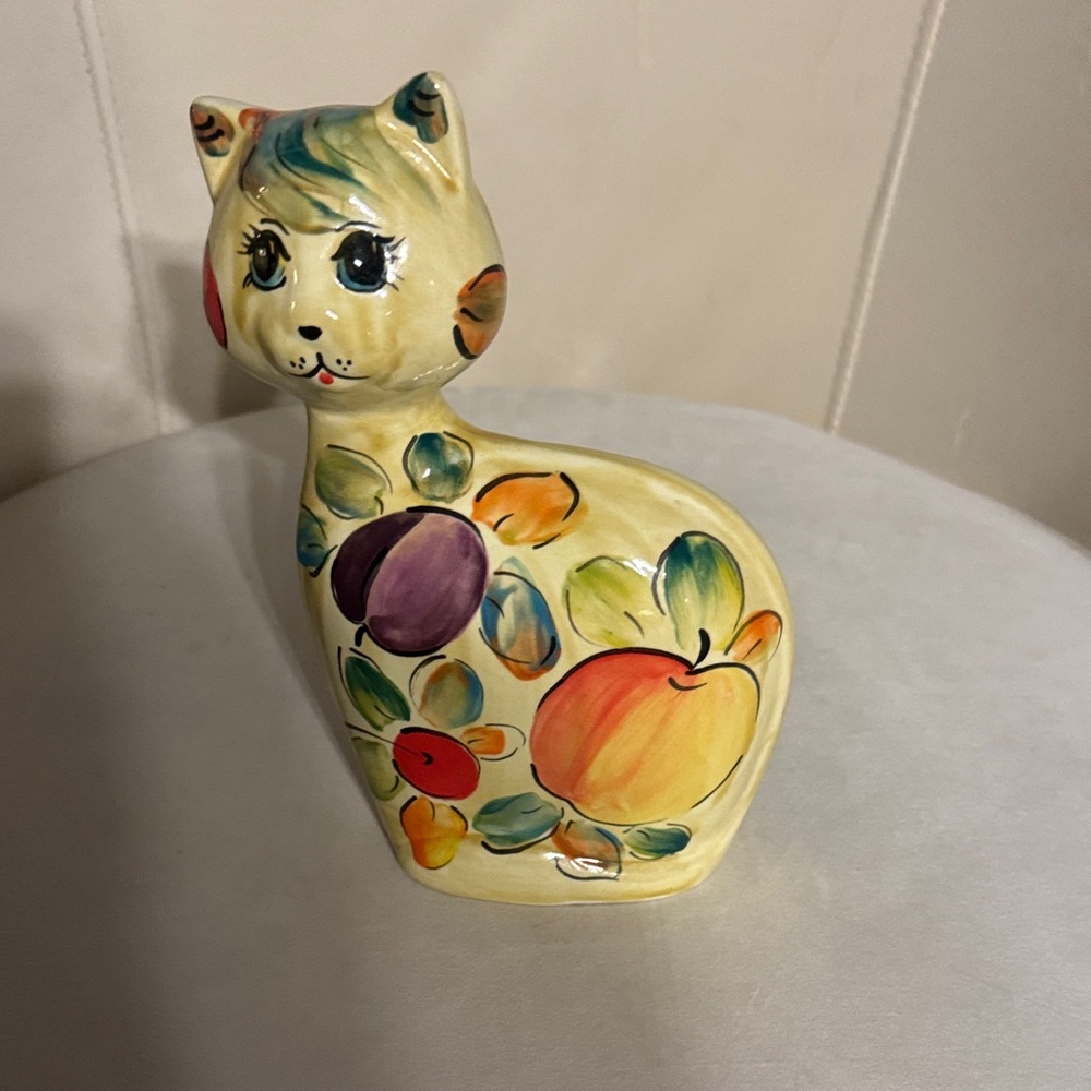 Hand painted Cat Figurine By Artist Turov. 9 inches.